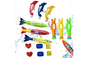VNHATY ASQzhuLIWing Jouets de plongée de Piscine de 16 pièces Jouets sous-Marins de l'été pour Torpedo Sea Cao Dolphin Gems Cadeaux de Jouets