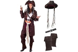 Fun Shack Disfraz Pirata Hombre, Disfraz Pirata Adulto Hombre, Disfraz Hombre Pirata, Disfraces Piratas Hombre,Traje Pirata Hombre, Disfraz Carnaval Hombre