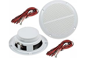 CHILITEC Coppia di altoparlanti esterni da 127 mm/5", 80 Watt, da incasso, per parete e soffitto, IP44, adatti per interni ed esterni, 2 pezzi, colore bianco