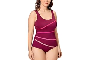 DELIMIRA Donna Costume da Bagno Scollo Rotondo Spalline Larghe
