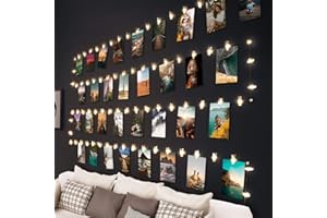 litogo Guirlande Lumineuse Photo, LED Guirlande Photo Beau USB Alimenté Guirlande Lumineuse Chambre DIY Decoration Interieur pour Accroche Photos, Fêtes, Saint Valentin, Blanc Chaud (10M 100 LED)