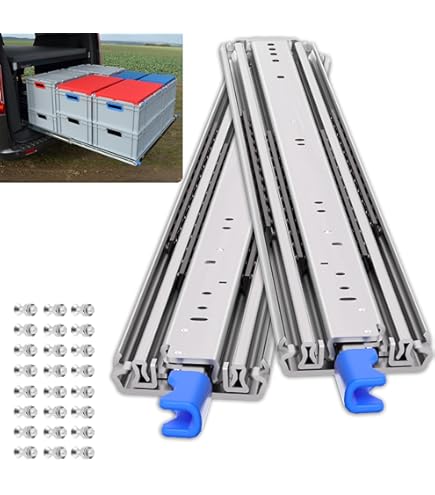 Heavy Duty Drawer Slides 60" Length, Locking Drawer Slides 500lbs Load Capacity Long Full Extension Drawer Slide 1 Pair Side Mount Ball Bearing Drawer Glides Push To Open Drawer Runners Rail