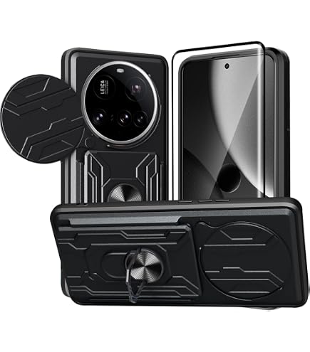 Hülle Für Xiaomi 15 Ultra 5G Mit Schutzfolie - Kameraschutz, Metall-Ringständer, Kartenfach