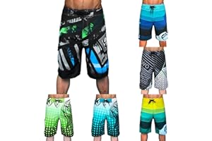 PVUCPOT Short de Plage Homme Maillot de Bain Shorty Séchage Rapide Maillot Surf Boardshort Homme Long Shorts de Sport Homme Hawaïen Short de Plage Imprimé
