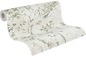 Livingwalls Carta da parati 396504 con rami in crema, verde, beige - Carta da parati floreale di alta qualità con design per varie stanze - 10,05m x 0,53m - made in Germany