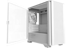 Montech AIR 100 LITE Micro ATX－2ｘVentole silenziose da 120 mm Preinstallate－Design ultra minimale－Pannello frontale in rete－Flusso d'aria elevato－Pannello laterale con porta aperta－Antipolvere, Bianco