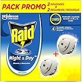 Raid - Diffusori Elettrichi antizanzare e formiche Night & Day, 2 diffusori + 2 pezzi di ricambio