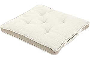Alphadeco Sitzkissen mit Zigzag Webmuster - 100% Baumwolle (170g/m2) - Stuhlkissen mit Tragegriff (45x45x3, Beige)