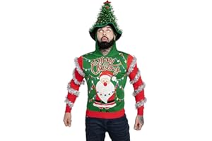 U LOOK UGLY TODAY Unisex Men's Christmas Jumper Hoodie Funny Ugly Reindeer Santa Elf Novelty Xmas Tree Womens's Gift Sweater
