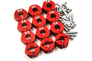 hobbysoul RC 1/10 Alum Wheel Hub Clamp Type 5mm 6mm 7mm Red Color Fit 1:10 RC Car Hex 12mm Wheels Rims