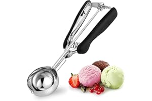 Porzionatore Per Gelato 50mm, Cucchiaio Gelato, TJ POP Paletta Per Gelato In Acciaio Inox Con Grilletto E Manico Confortevole Per Palla Gelato, Cottura, Palla Melone