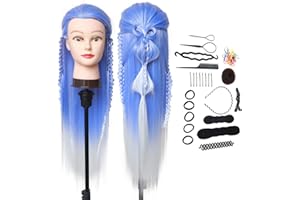 Hairdresser Training Head, DanseeMeibr Plus 26-28Inch Training Head 100% Fibra Sintetica Capelli per Praticare Stili di Capelli, Manichino Morbido Bambole Testa per Ragazze Stylist Parrucchiere