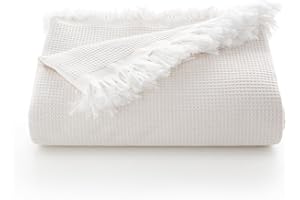 GAMUSI Colcha Multiusos Cama 135/150 cm y Sofa. Plaid Foulard cubrecama Funda Sofa 3 plazas Suave y Transpirable algodón Nido de Abeja - 230x280 cm, Crudo