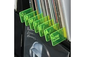 TAKMORK Acrylic Vinyl Record Dividers: A-Z Record Organizer Tabs LPs Separators Fluorescent Rectangular Dividers for Vinyl Records, 7pcs, Green