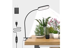 Mojimdo 264 LED Pflanzlampe, 6000K Vollspektrum Pflanzenlicht, 360° Schwanenhals, 4H/8H/12H/18H Timer, 5 Helligkeit, 5V Klemmlampe, Grow Light dimmbar