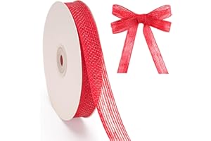 G2PLUS 20 Yards Nastri Natalizi：20mm Nastro di Juta Rosso,Nastro Regalo Per Natale,Matrimoni,Pasquali,Decorazioni Regali,Bricolage Artigianato