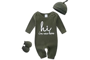 KIDDLETOWN Schlafanzug Baby, Strampler Neugeborene, 3er Pack Schlafstrampler mit Hut und Handschuhe, Baumwolle Baby Schlafanzug Langarm Pyjamas Strampler 0-3 Monate Kleidung für Mädchen und Jungen