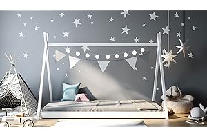 WFL GROUP Letto Tenda Tipi Letto Singolo in Solido Legno 3 Misure 90x190 80x180 80x160 - Letto a Capanna Montessori per Bambini - per Bambini e Bambine - Legno di Pino Naturale - 180x80 - Bianco