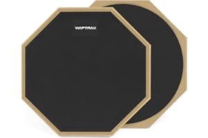 WAPTRAX Coussinet de batterie d'entraînement de 20,3 cm, double face, en silicone pour débutants, noir