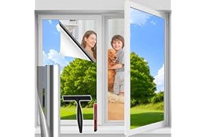 Niviy Vinilos para Cristales Efecto Espejo Vinilo Espejo Unidireccional Anti UV Anti Calor Lámina Protector Solar Privacidad Protección Solar UV para Hogar Oficina 75x300cm Plata