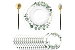 YSOUND 50 Stück Eukalyptus Blätter Papier Platzsets rund Papier Tischsets Eukalyptus Hochzeit Einweg Platzsets rund 34 cm, Tisch Dekor für Geburtstage, Hochzeiten, Babypartys, Partys