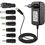 EFISH DC 12V 2A 24W Netzteil,Netzstecker für 12V kleine elektronische Geräte,CCTV-Kamera,WLAN-Router,Hub,LED-Streifen,Telekom,Speedport,Scanner,Schalter,Türklingel+7 Verschiedene Adapterköpfe