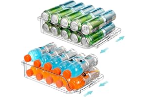 BingoHive 2 Pezzi Organizzatore di Lattine di Soda Regolabile in Larghezza Trasparente per Frigorifero Dispenser di Lattine di Soda Espandibile per Birra Soda Espandi Organizer Cucina Dispensa