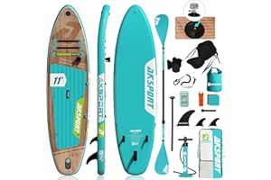 AKSPORT Tavola SUP Gonfiabile, SUP con Tutti gli Accessori, Design Ampio e Stabile, Ponte Antiscivolo, Paddle Board Gonfiabile per Giovani e Adulti