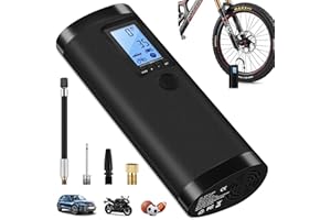 ‎VEEAPE VEEAPE Battery Air Pump Electric 10.3 Bar, 150 PSI Bicycle Air Pump Compressor with LCD Screen and LED Light for Car, Bicycle, Motorcycle, Basketball, Football