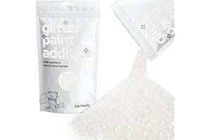 Hemway Glitter Paint Additive - White Iridescent | Metallic Flakes for Adding Sparkle to Paints & Wood Varnish | Add to Emulsion, Acrylic & Latex for Indoor Sparkly Walls | 100 g