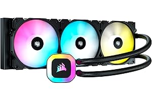 Corsair H150 RGB Liquid CPU Cooler - 360mm AIO - SP120 RGB ELITE Fans - Fits Intel LGA 1200/115X/2066, AMD AM4 - Motherboard ARGB Adapter Included - Black