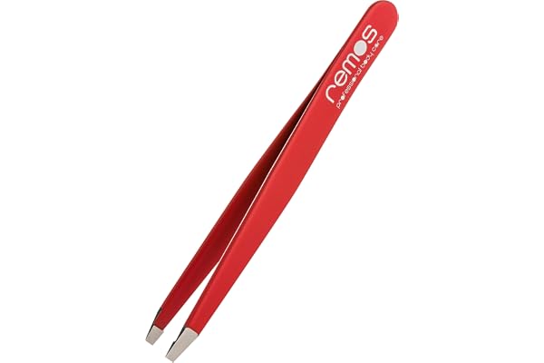 REMOS Pince à épiler les sourcils inox avec pointe droite 9.5 cm en rouge