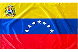 DURABOL Bandera de Venezuela, Tricolor Nacional con Estrellas, para Mástil, Amarillo Azul Rojo (multicolor 7 Estrellas 150 x 90 cm Satén)