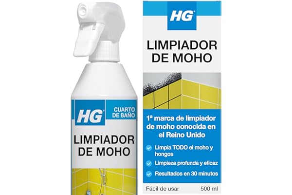 HG Spray Anti Moho, Elimina las Manchas de Moho y Humedad de Paredes, Azulejos, Juntas de Silicona y más en Baños, Cocina, Patios Exteriores y más - 500ml