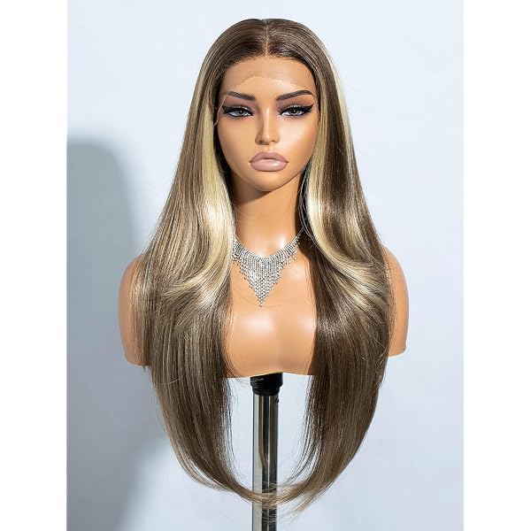 Lace-Front-Perücke Ombré Braun (TT6/30) - 76 Cm Lang, 130% Dichte, Synthetisch, Hitzebeständig, Für Schwarze Frauen