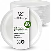 AC ALL CATERING 100 Disposable Sugar Cane Plates 15 cm Round Ecological, Biodegradable and Resistant for Picnics, Barbecues,