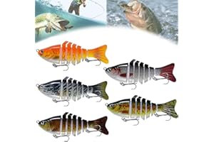 BAISHUWU Leurres à Multi-articulés, 3 Pcs Leurres de pêche bioniques à couler Lent au brochet, Leurres De Brochet 3D, Leurres Flottants Artificiels, Leurre Peche Carnassier, Leurres de Pêche Flottante