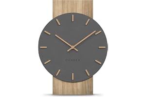 ‎CANDER BERLIN Cander Berlin MNU 2630 Z Wanduhr lautlos 41 cm ohne Tickgeräusche Wohnzimmer modern Vintage grau schwarz Holzzeiger