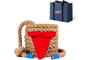 GOTHINK Tug of War Rope with Flag for Kids and Adults - Soft Natural Jute Fiber Rope for Field Day Team Building Party Game Camping Backyard Outdoor Games 20ft Long,Brown