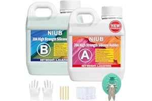 NIUB Silicona Líquida 1,1kg para Moldes - Kit Profesional de Fabricación en Verde Jade 20A