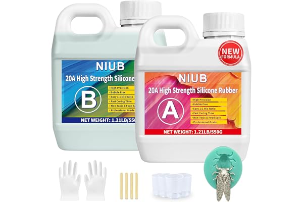 NIUB Kit de Fabrication de Moules en Silicone 20A, Caoutchouc Liquide pour le Moulage, Non Toxique, Facile à Utiliser, Catalysé au Platine (1,1kg Vert Jade)