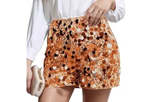 Maeau - Short Femme à Paillettes Taille Haute Brillante Pantalon Court Disco pour Club Été Fête EU S-L