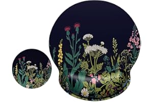 ITNRSIIET Ergonomic Mouse Pad with Wrist Support Wrist Rest Smooth Surface Non-Slip Rubber Base Comfortable Office Supplies Pain Relief, 9.8 x 9.1 inches, Wild Flower