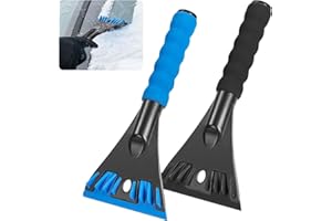 Ninonly 2 Piezas Rascadores de Hielo para Coche 2 en 1 Rascador Nieve Coche con Mango Antideslizante Rascador Hielo Coche para Descongelar y Quitar la Nieve para Parabrisas y Ventanas Negro+Azul