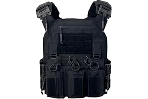 ULIONTAC Taktischer Plattenträger Taktische Weste 1000D Nylon mit 556 Magazintasche Leichte Schutzweste Schnellverschlusssystem MOLLE Kompatibler Plate Carrier für Paintball
