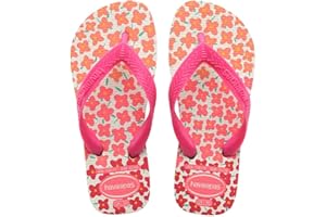 Havaianas - Kids Flores, Comfortable, Durable, and Fun Flip-Flops, Floral-Print Sole, Metallic Straps, and Non-Slip Sole, Girls