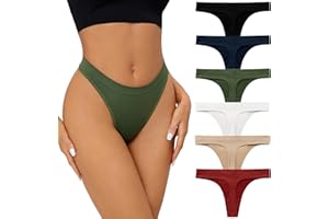SHARICCA Seamless Thongs for Women Sexy Breathable No Show Thong Underwear Women Multiple Pack, M, 6P02