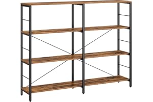 VASAGLE Libreria a 4 Livelli, Scaffale Portaoggetti, 30 x 120 x 109,4 cm, Stile Industriale, per Soggiorno, Studio, Balcone, Cucina, Marrone Vintage e Nero Inchiostro LLS131K01