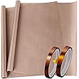 KASTWAVE PTFE Teflon Sheet, 2 Pack 12 x 16" and 2 Rolls 10mm X 33m Heat Resistant Sublimation Tape, Heat Press Transfer Non Stick Paper Reusable Heat Resistant Craft Mat for Heat Press Machines