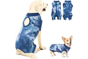 SlowTon Traje de Recuperación Quirúrgica para Perros - Enterizo para Cachorros Después de Cirugía, Alternativa al Collar Isabelino para Gatos y Perros Machos y Hembras, Traje de Recuperación